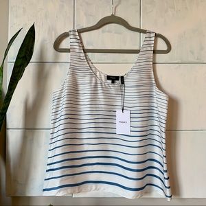 Theory Stripe Scoop Neck Silk Tank Top